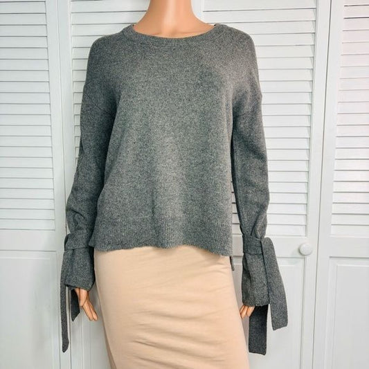 MADEWELL Gray Tie Cuff Pullover Sweater Size XS