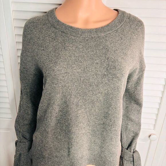 MADEWELL Gray Tie Cuff Pullover Sweater Size XS