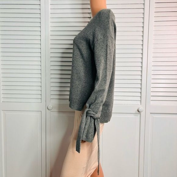 MADEWELL Gray Tie Cuff Pullover Sweater Size XS
