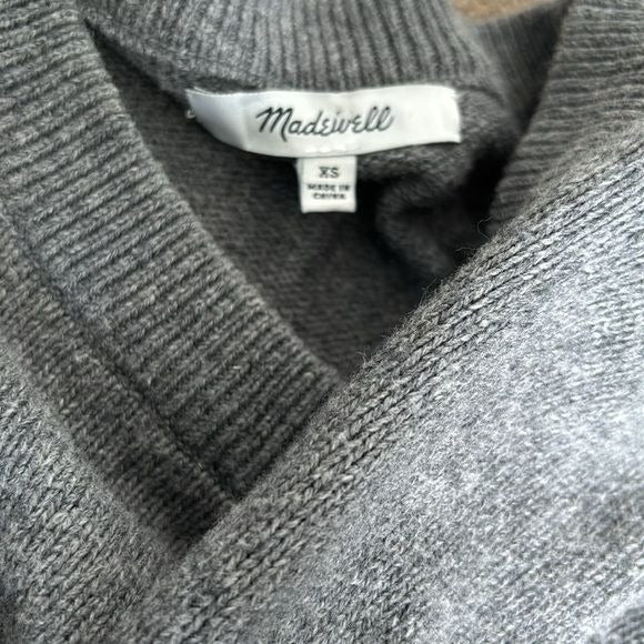 MADEWELL Gray Tie Cuff Pullover Sweater Size XS