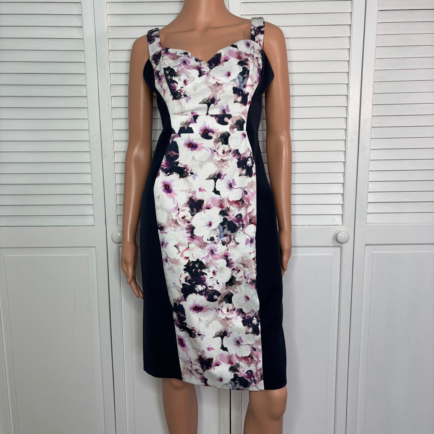 New BLACK HALO Hibiscus Coast Floral Sheath Dress Size 8