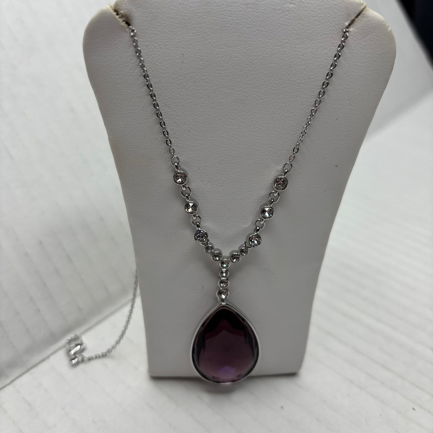 SWAROVSKI Pear-Cut Amethyst Purple Crystal Pendant Necklace