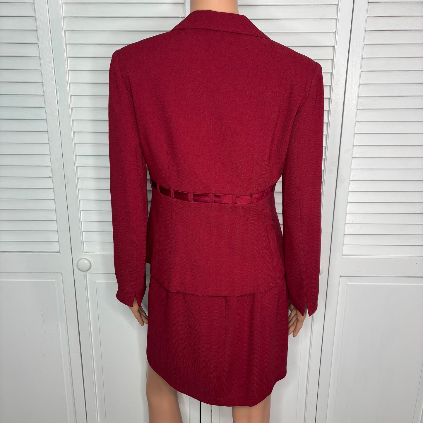 NANETTE LEPORE Vintage Petites Crimson 2-Pc Dress & Blazer Suit Set Size XS