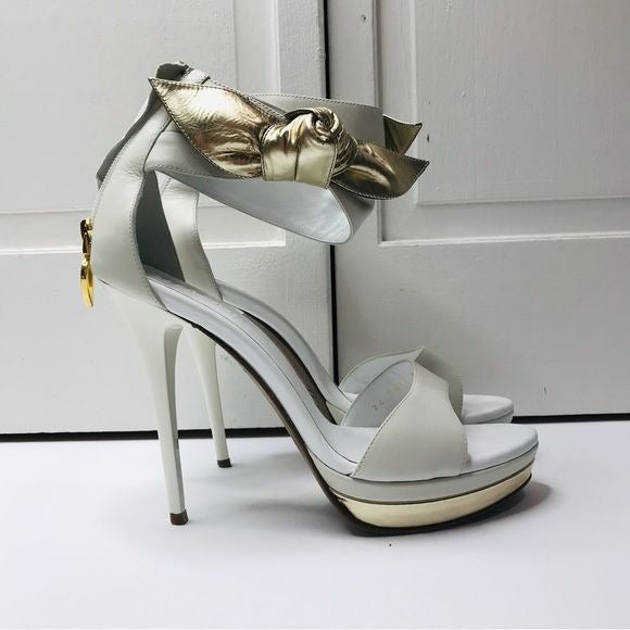 DIBRERA By Paulo Zanoli White Stiletto Heel Shoes Size 8.5