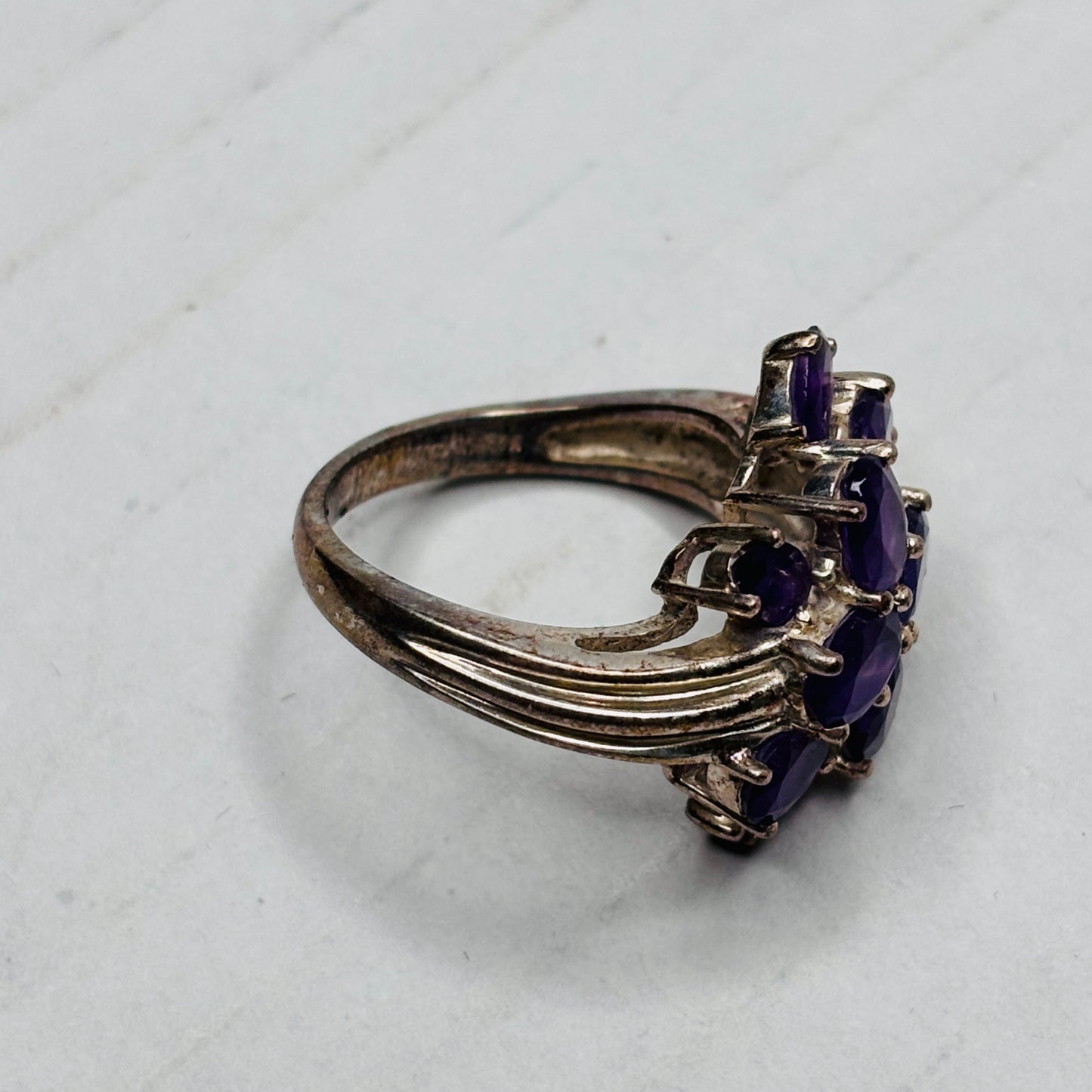 Marquise Cut Vintage Purple Lolite Sterling Silver Cocktail Ring Size 6