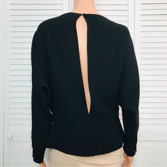 TARA JARMON Tom Crepe Black Top Size M