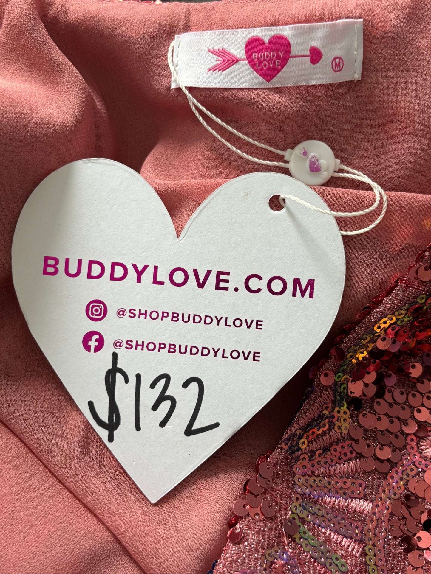 New BUDDY LOVE Rose Adeline Sequin Wrap Dress Size Medium