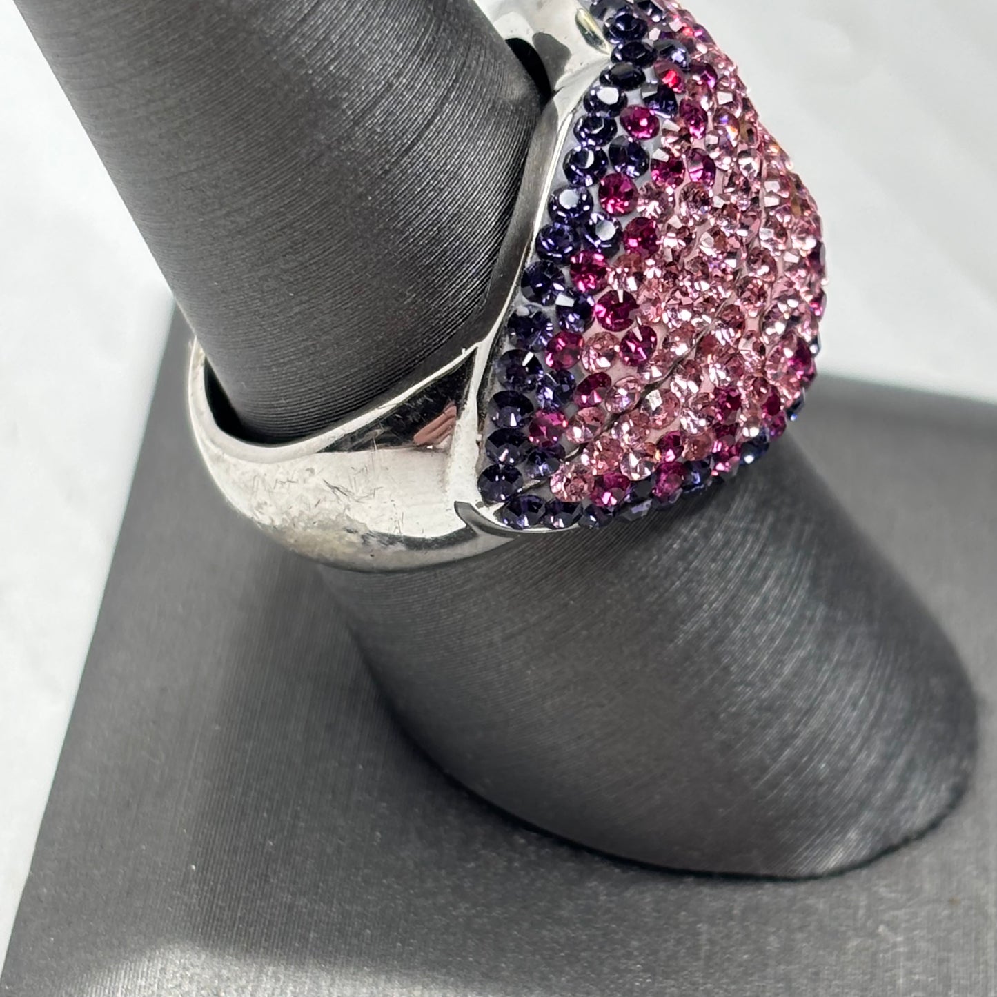 Sterling Silver Ombré Pave Lips Cocktail Ring Size 8