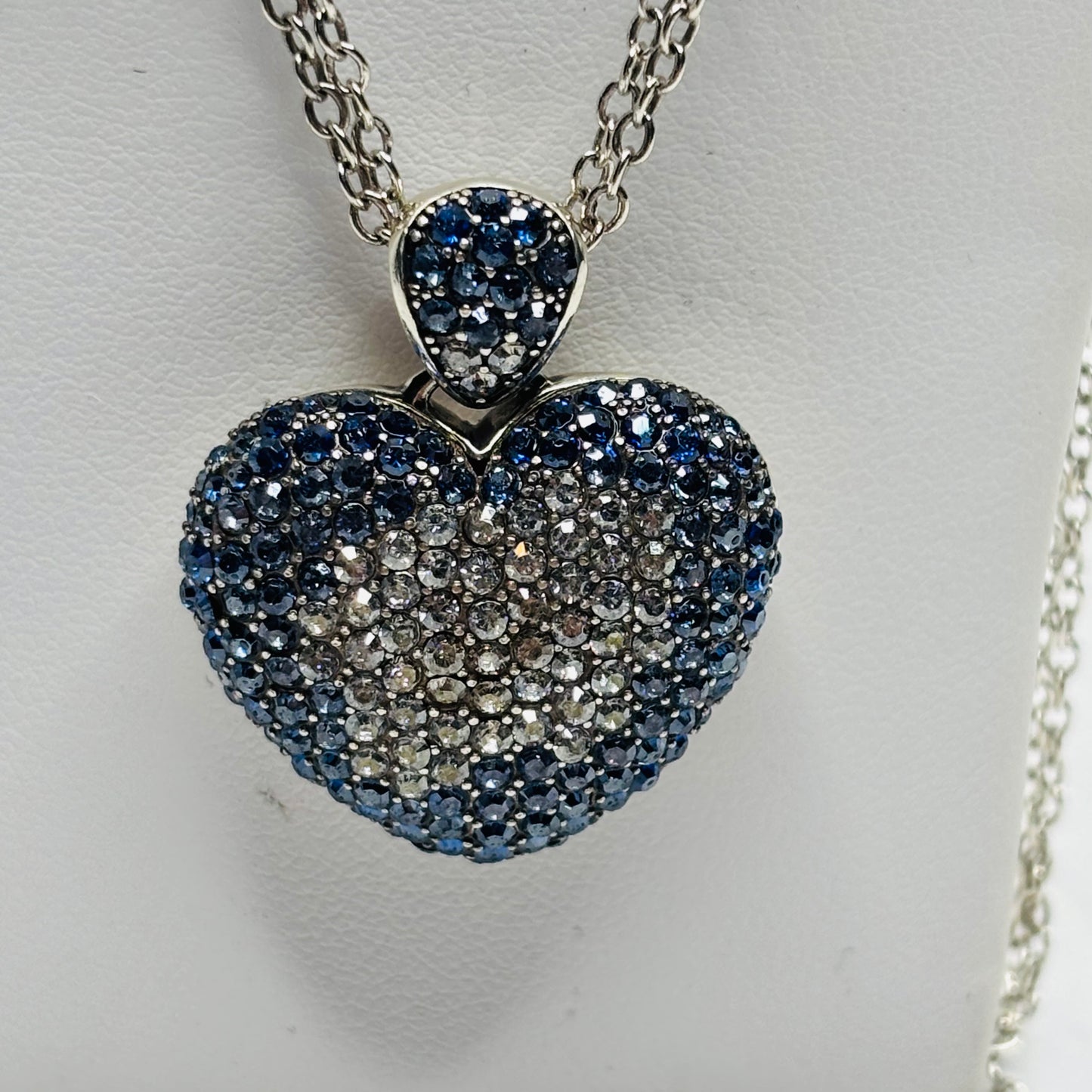 New BRIGHTON Love Is All You Need Blue Ombré Crystal Heart Necklace