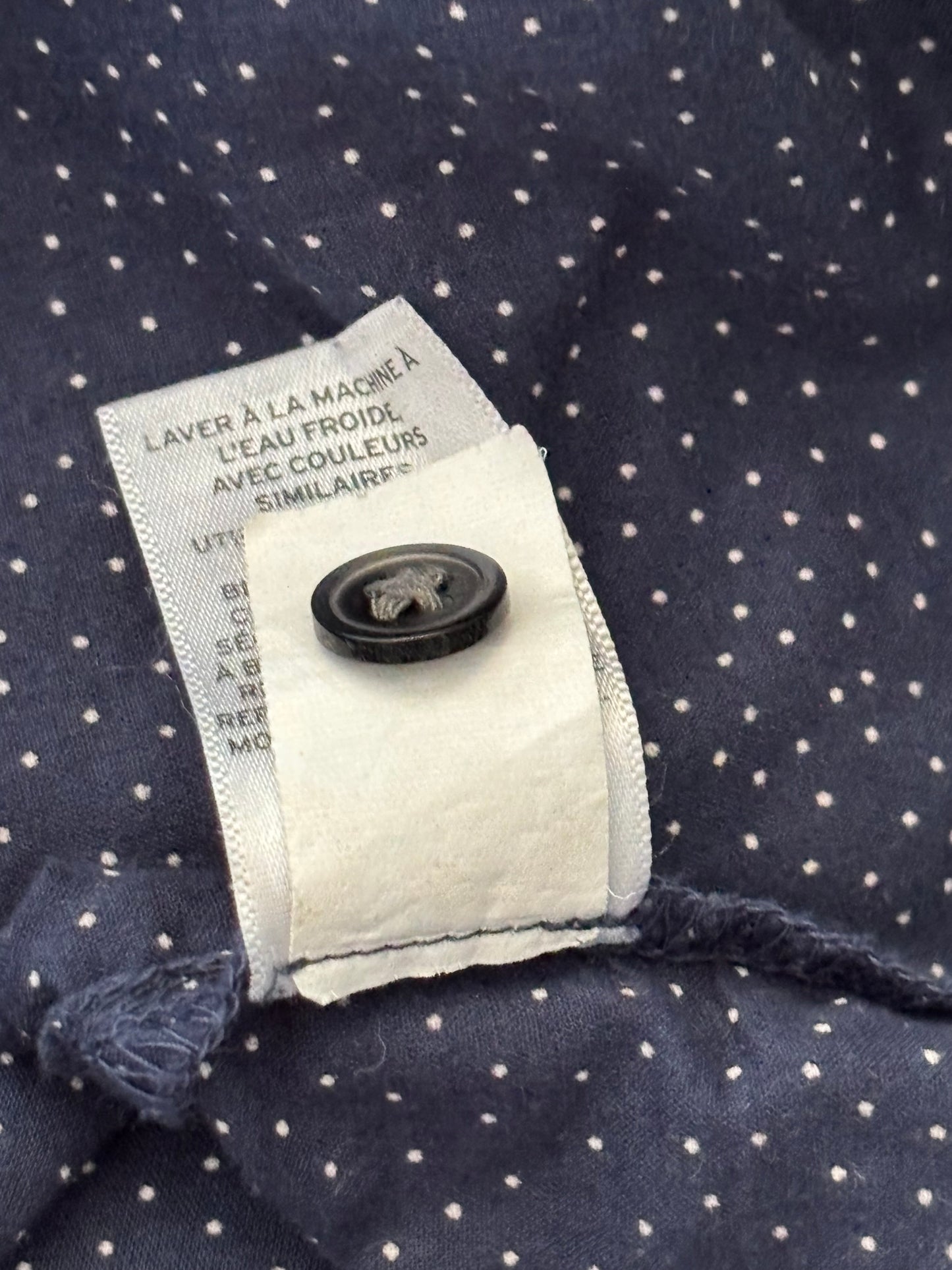 CASLON Navy Polka Dot Popover Blouse Size Medium