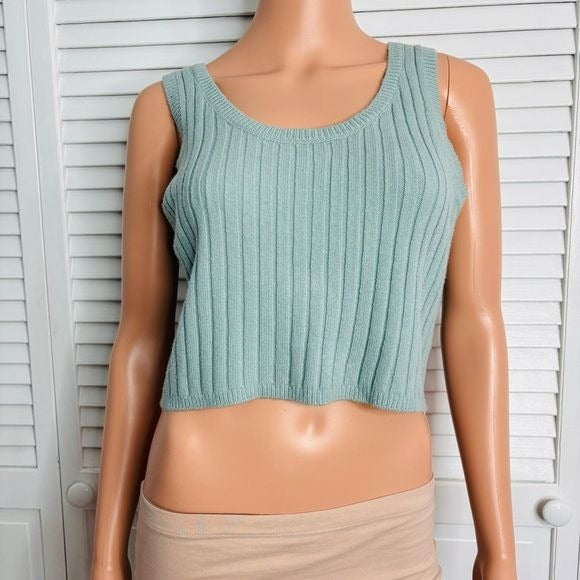 525 AMERICA Born In Brooklyn Aqua Knit Crop Top Size M