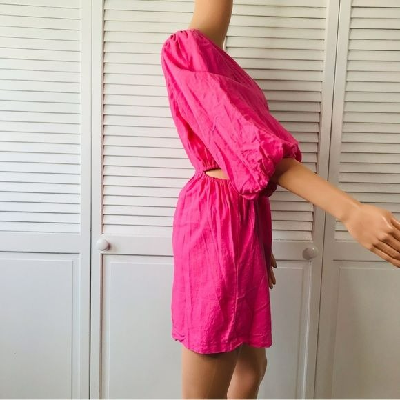 1. STATE Pink Balloon Sleeve Cut Out Romper