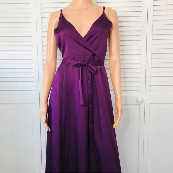 *NEW* WAYF The Angelina Slit Wrap Purple Gown Size S