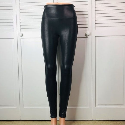 SPANX Black Faux Leather Leggings Size M