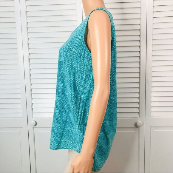 GRAND & GREENE Turquoise V-Neck Sleeveless Blouse Size S