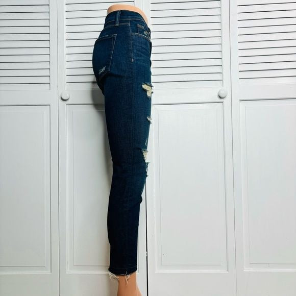 J BRAND Demented Trouble Distressed Low Rise Cropped Jeans Size 28