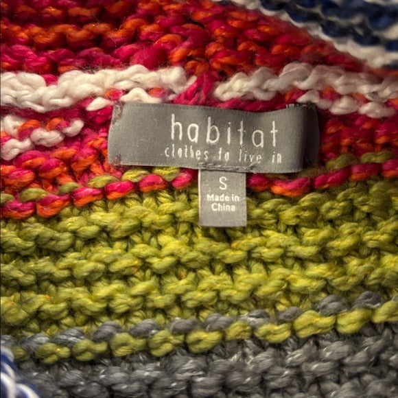 HABITAT Textured Stripe Multicolor Cowl Neck Pullover Sweater Size Small