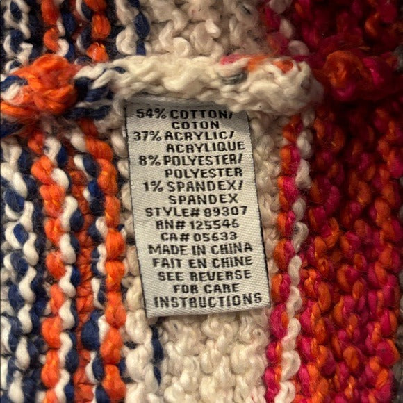 HABITAT Textured Stripe Multicolor Cowl Neck Pullover Sweater Size Small