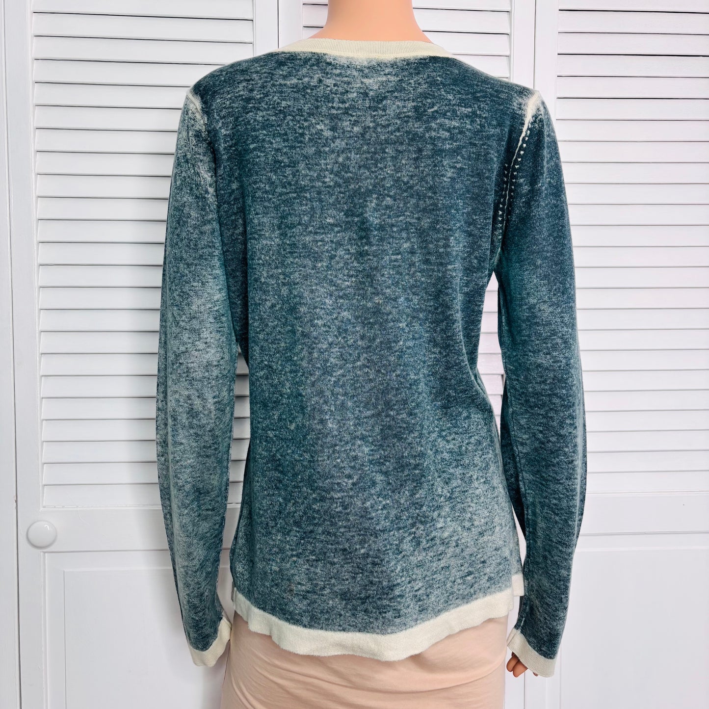 CABI Damask Burnout Acid Wash Sweater Size XL