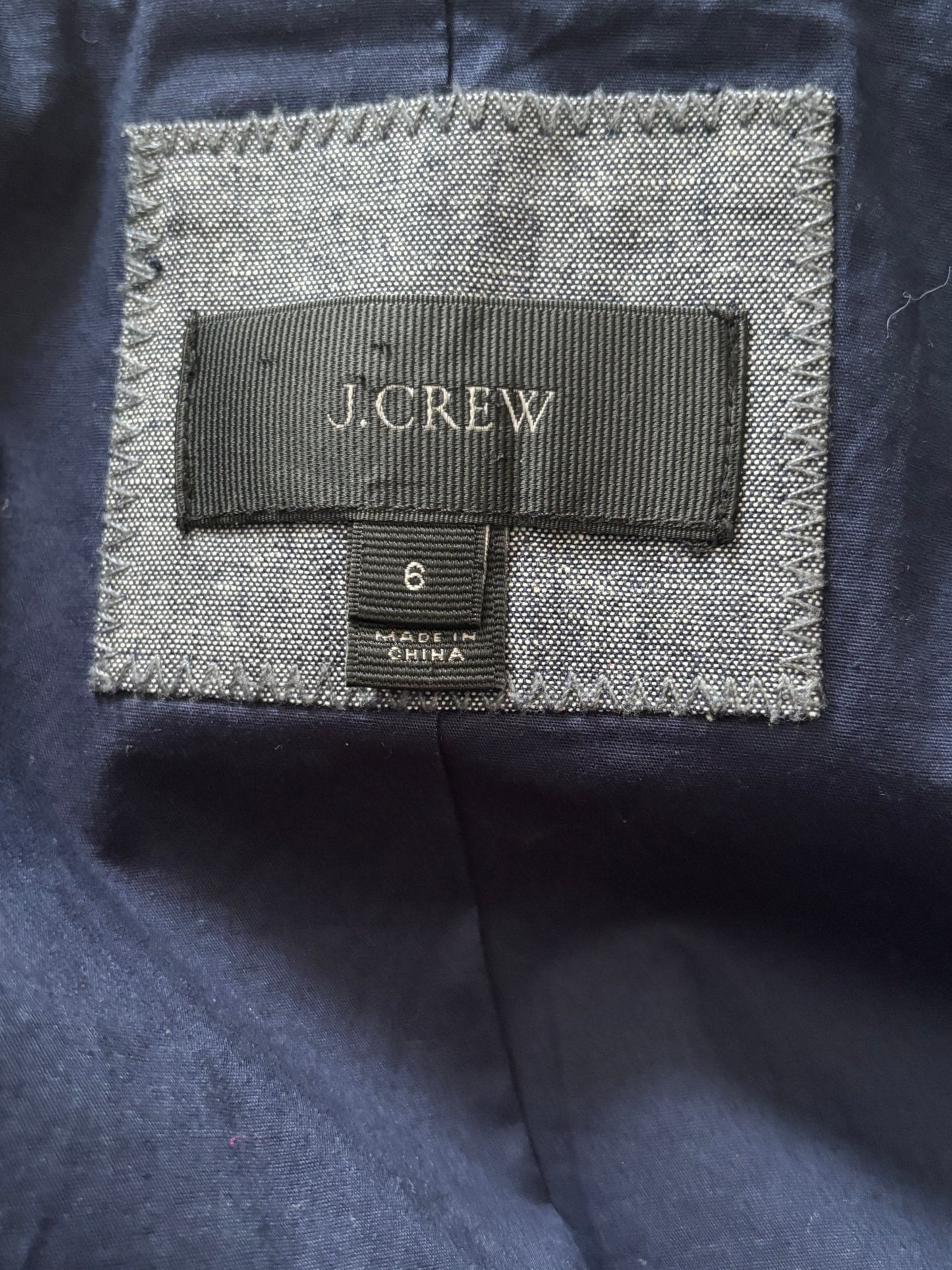 J.CREW Regent Blazer Chambray Cotton Fitted Jacket Size 6