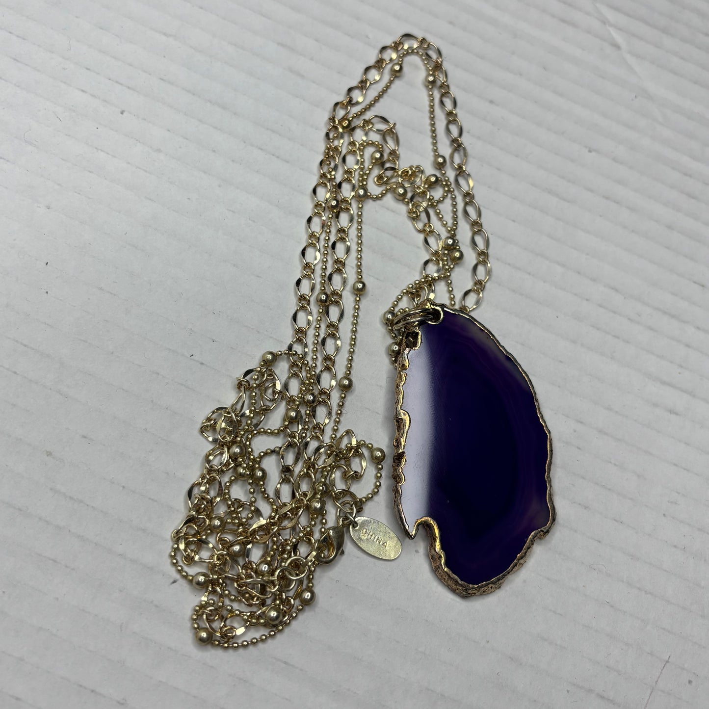 Glow by SHEILA FAJIL Purple Agate Geode Double Chain Necklace