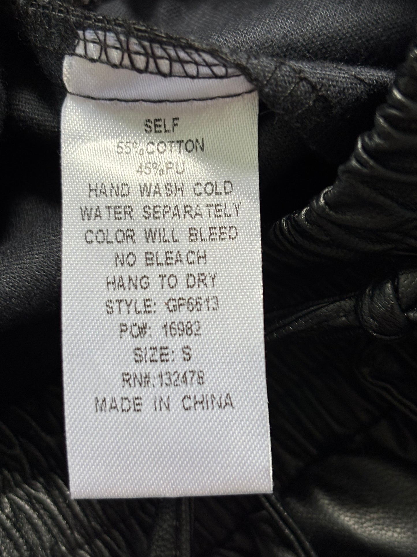 New GLAM Black Faux Leather Joggers Size Small