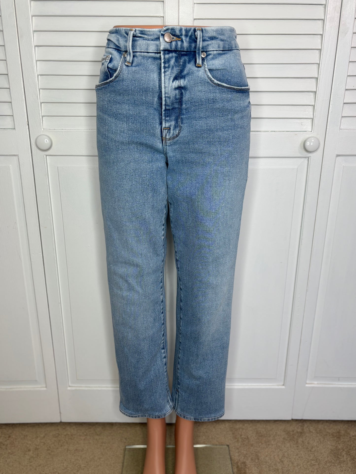 GOOD AMERICAN Good Boy Vintage Wash Straight Leg Jeans Size 4