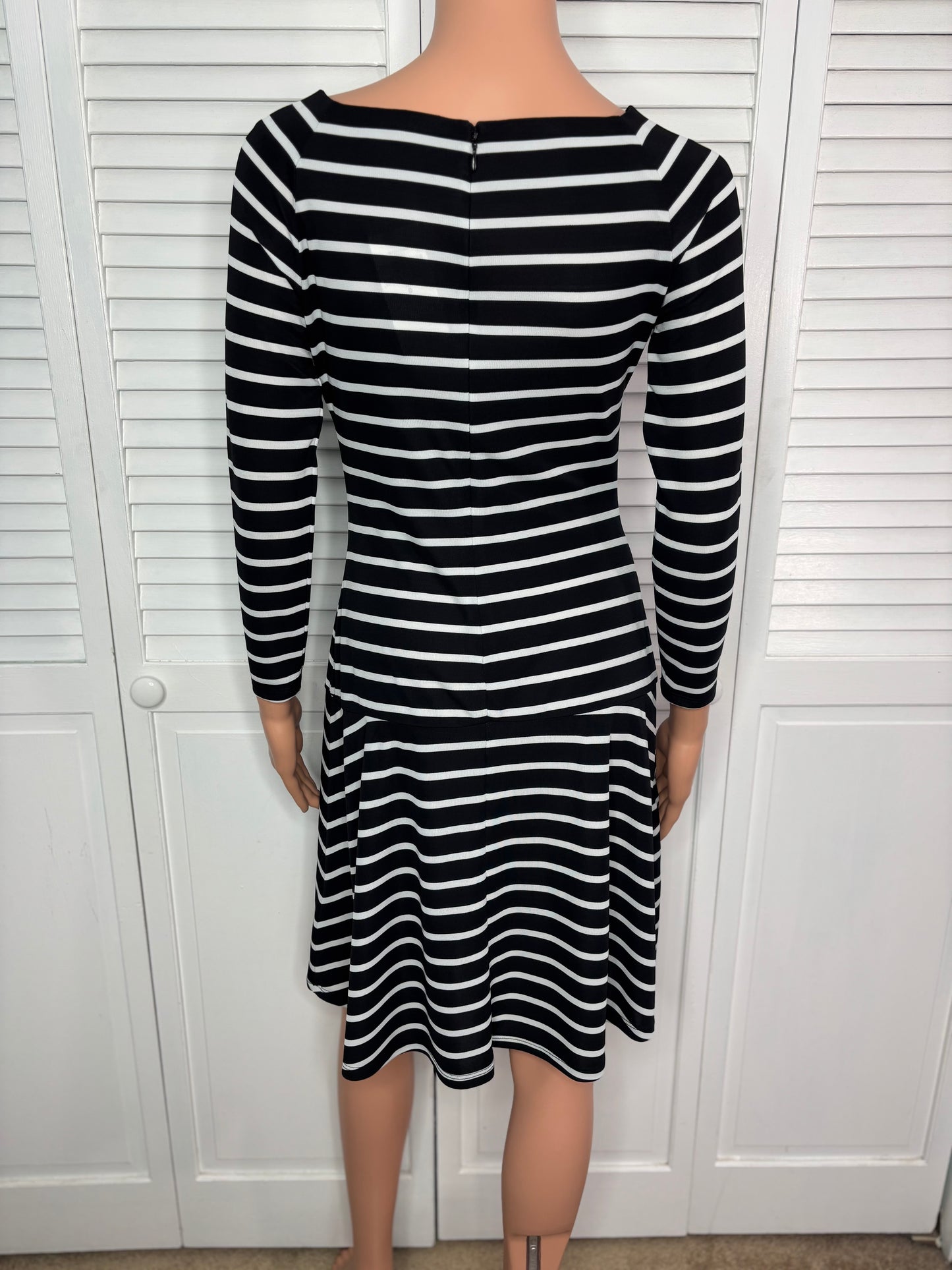 LAUREN RALPH LAUREN Striped Long Sleeve Jersey Dress Size 0