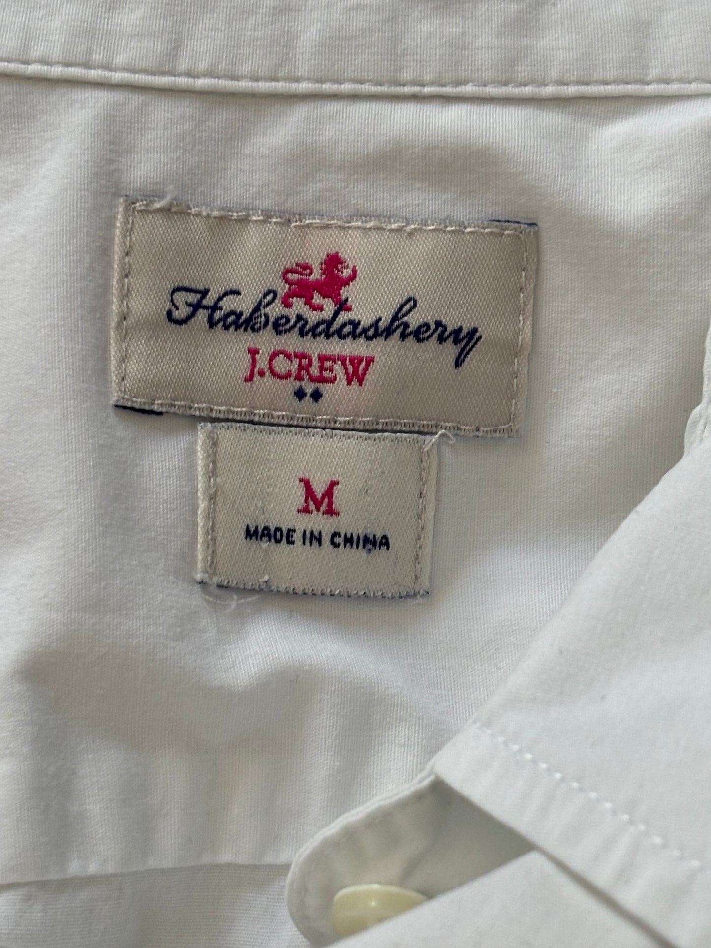 J.CREW Haberdashery White Cotton Button Down Shirt Size Medium