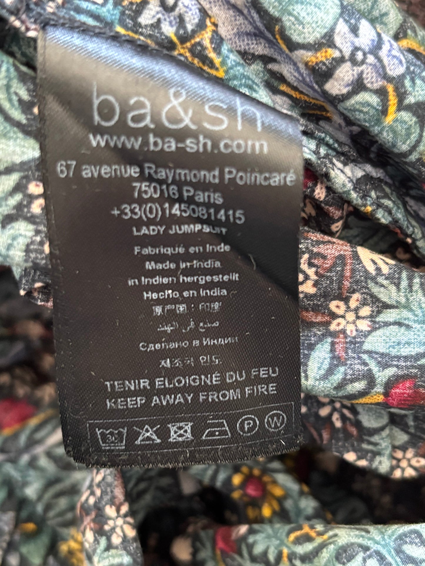 BA&SH Uguette Floral Button-Front Jumpsuit in Bleu Size 4