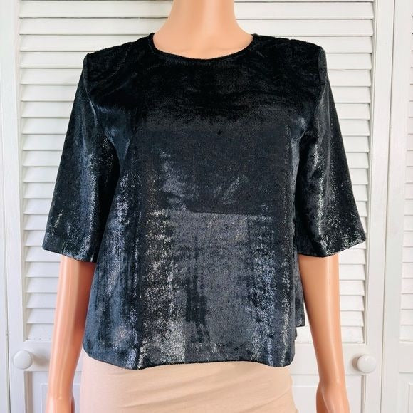 *NEW* 7 FOR ALL MANKIND High Shine Metallic Velour Top Size XS