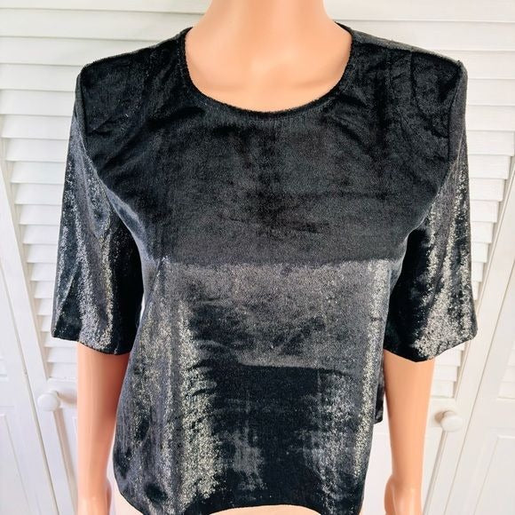 *NEW* 7 FOR ALL MANKIND High Shine Metallic Velour Top Size XS