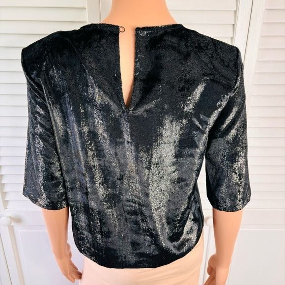 *NEW* 7 FOR ALL MANKIND High Shine Metallic Velour Top Size XS