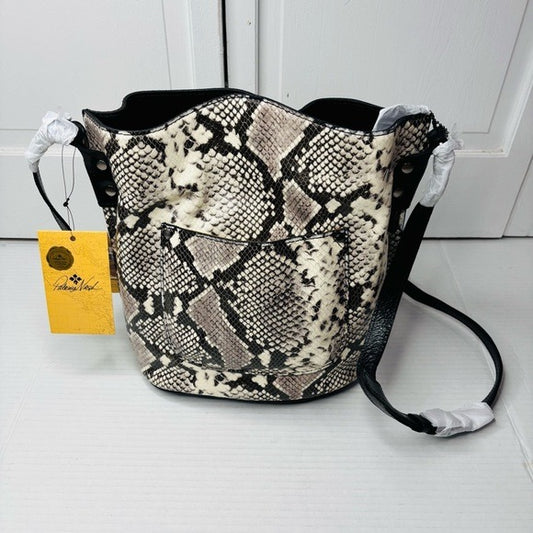New PATRICIA NASH Lavello Leather Crossbody Bucket Bag in Python
