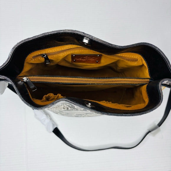 New PATRICIA NASH Lavello Leather Crossbody Bucket Bag in Python