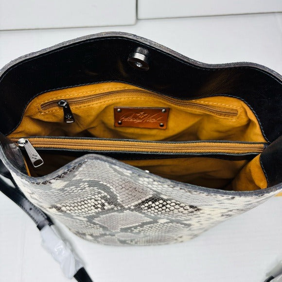 New PATRICIA NASH Lavello Leather Crossbody Bucket Bag in Python