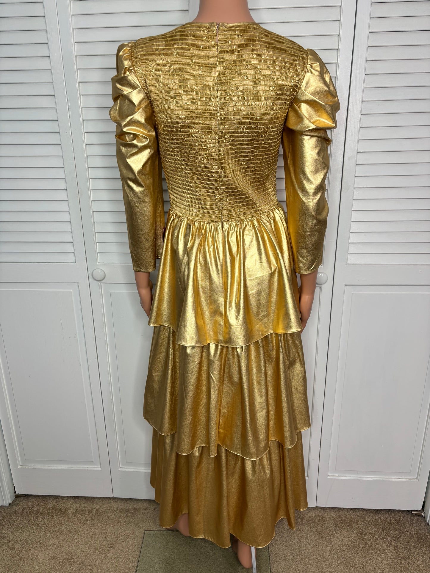New IVY CITY CO. Metallic Gold Circe Dress Size Small