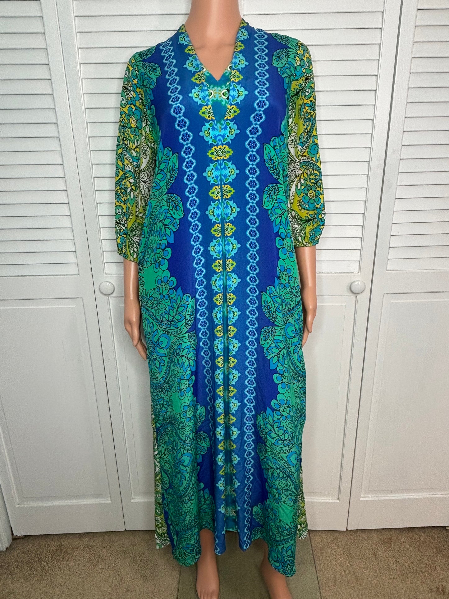 New JOHNNY WAS "Kahinu" Silk Maxi Dress Size XS
