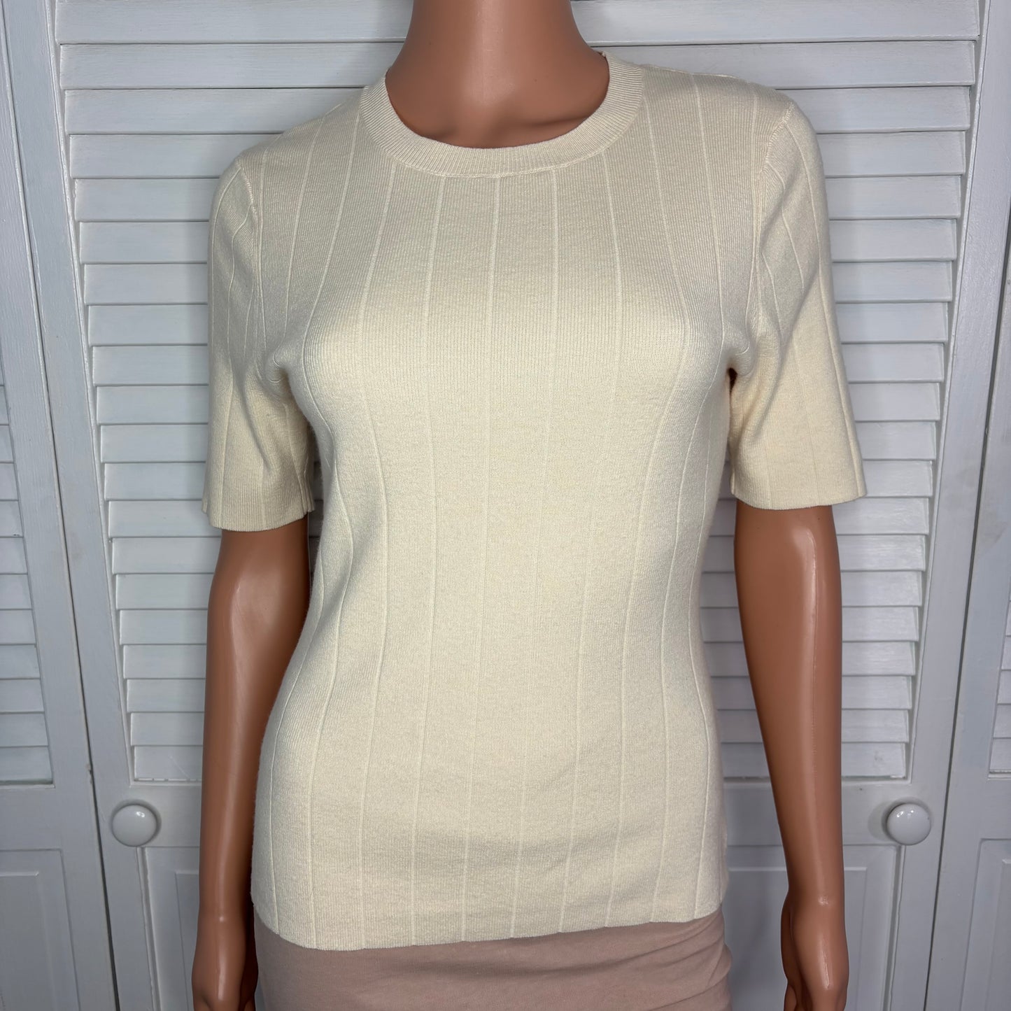 FRENCH CONNECTION Marley Knit Wide Rib Top in Porcelain Size Medium