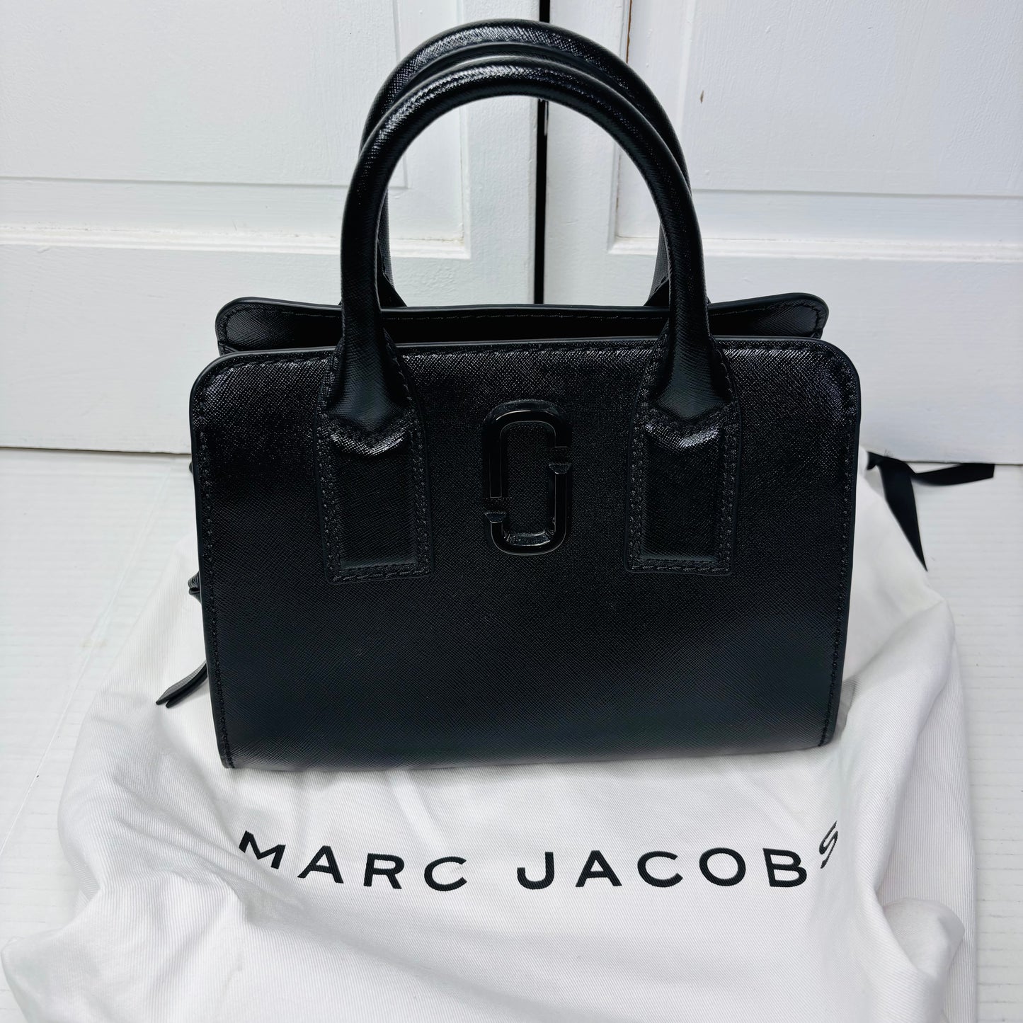 MARC JACOBS Little Big Shot DTM Saffiano Leather Satchel in All Black