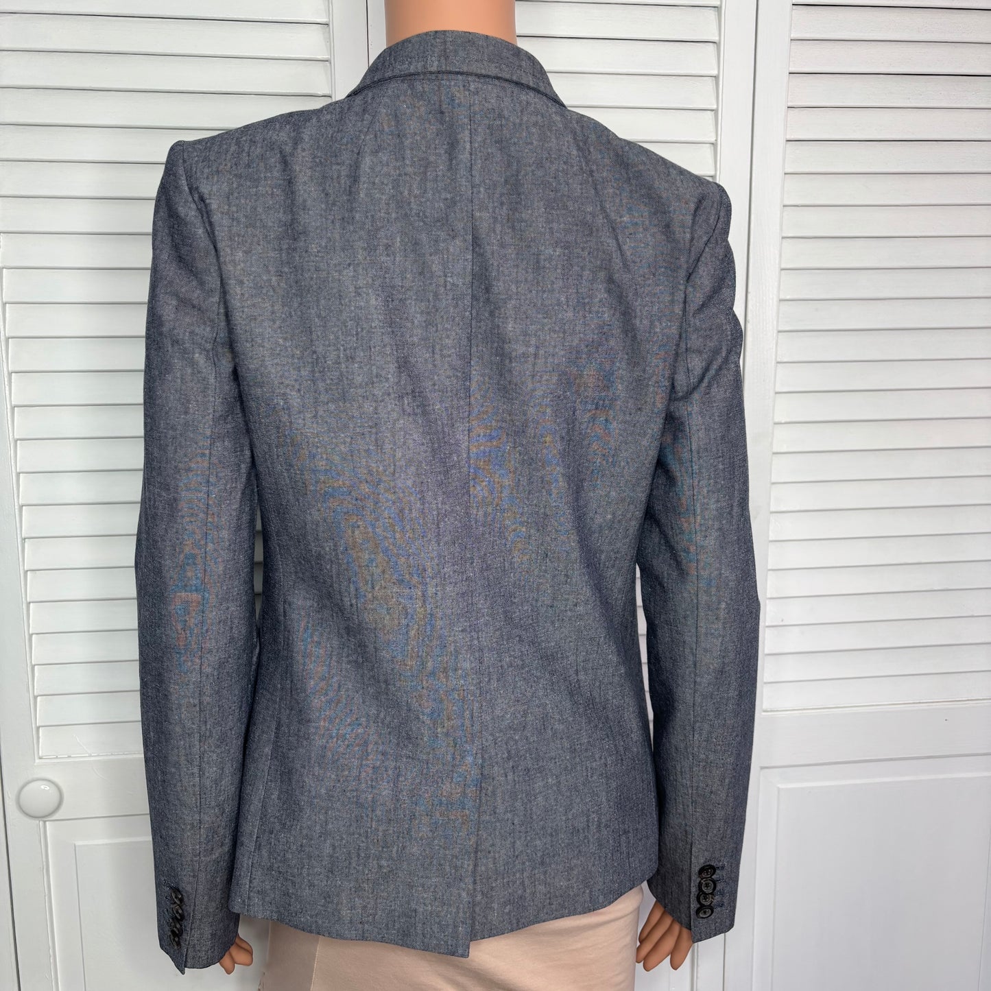 J.CREW Regent Blazer Chambray Cotton Fitted Jacket Size 6