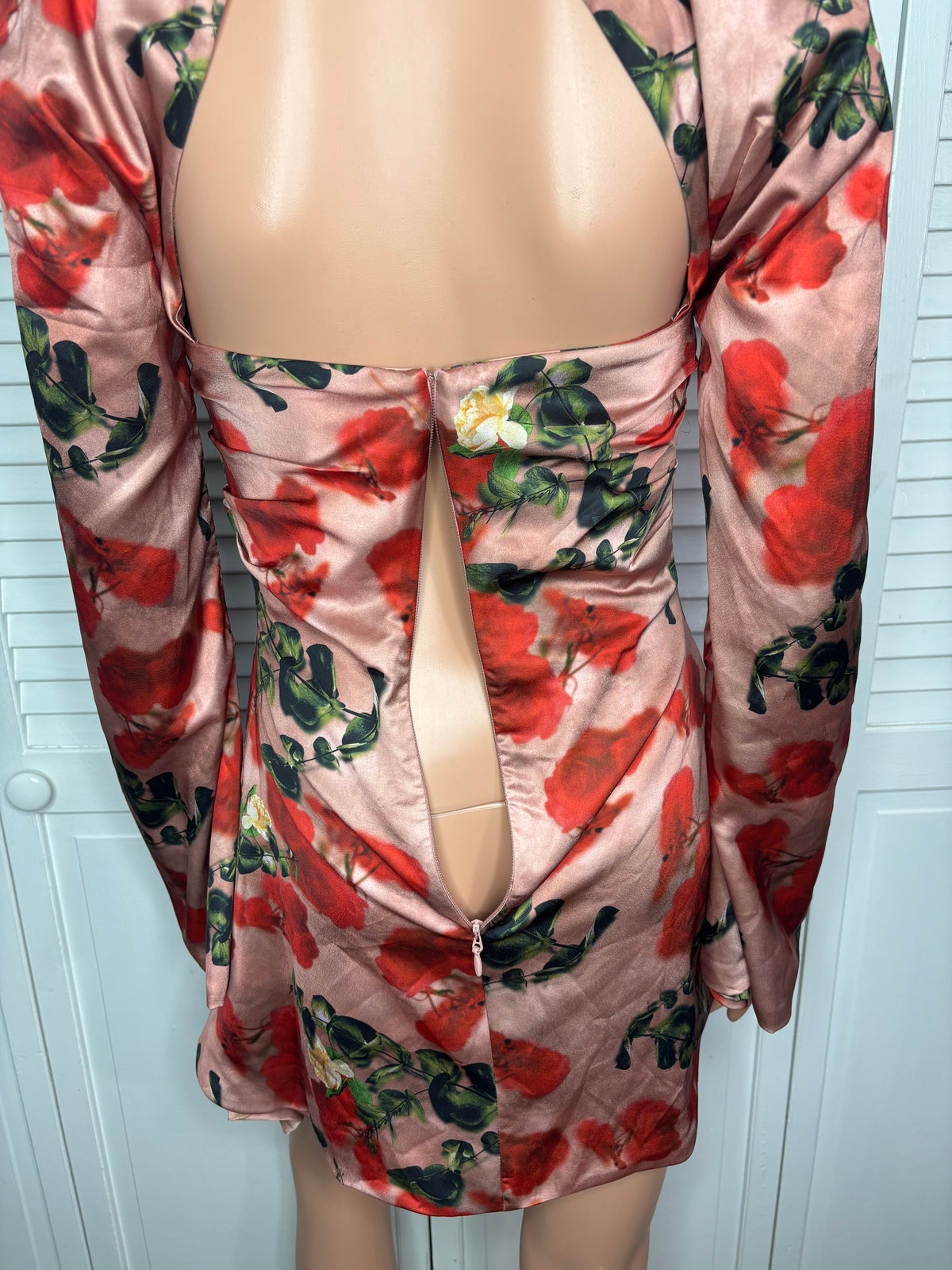 House of CB Toira Rose Print Draped Corset Mini Dress Size Small