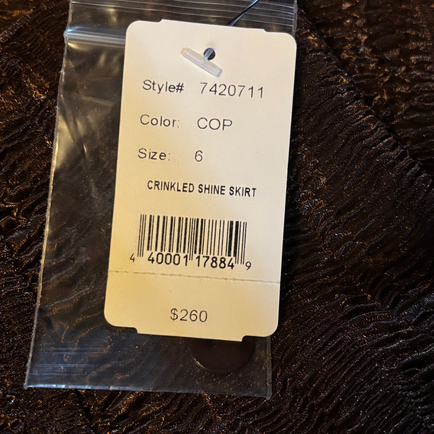 NEW JULIANA COLLEZIONE Copper Crinkled Shine Midi Skirt Size 6