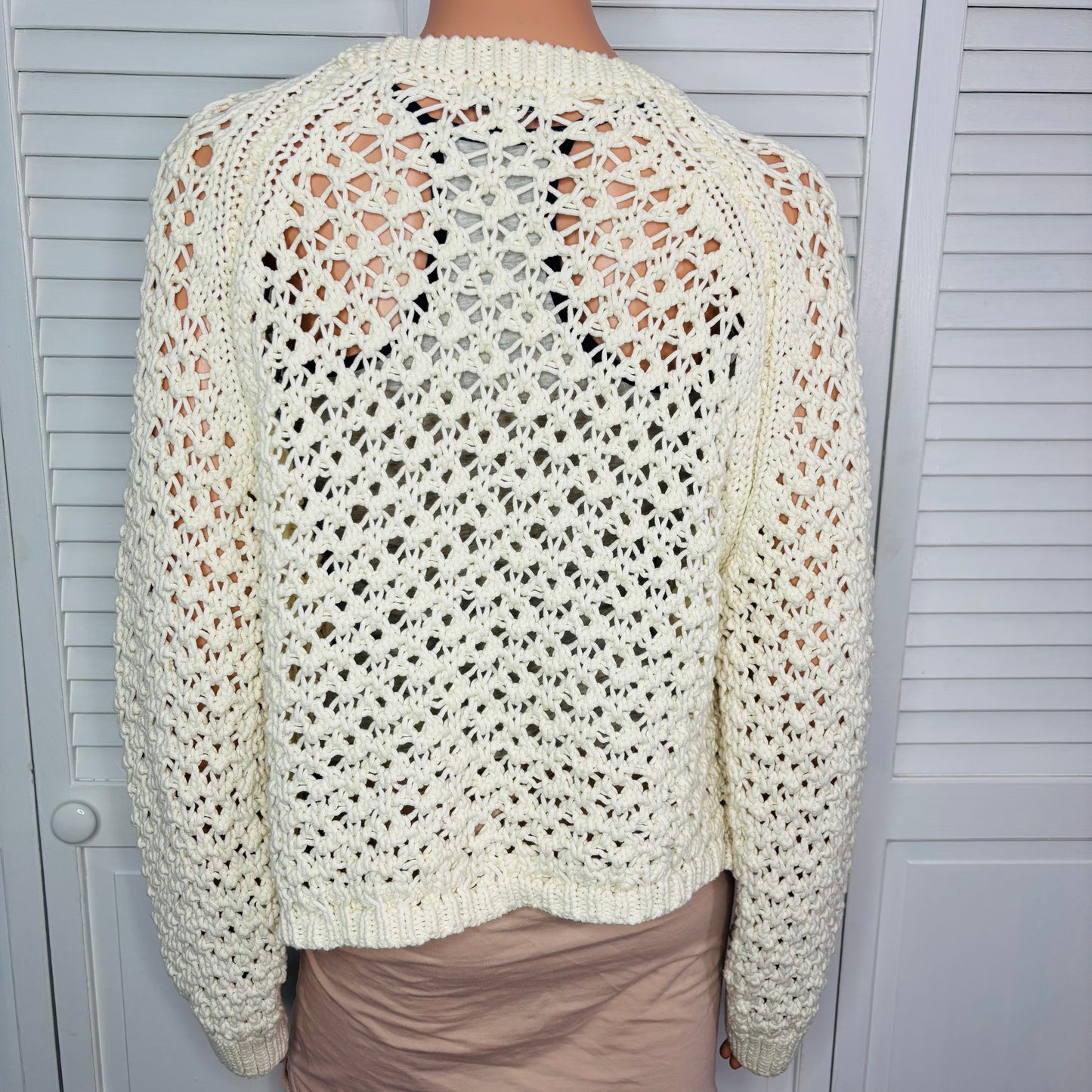 Z SUPPLY Cassian Open Knit Sweater in Sea Salt Size Medium