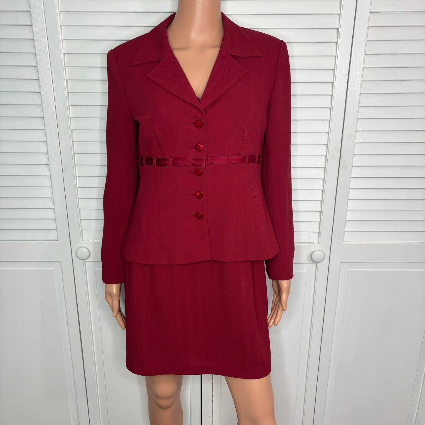 NANETTE LEPORE Vintage Petites Crimson 2-Pc Dress & Blazer Suit Set Size XS
