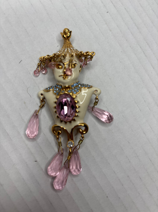 HUTTON WILKINSON Harlequin Jester Colorful Enamel Brooch Pin