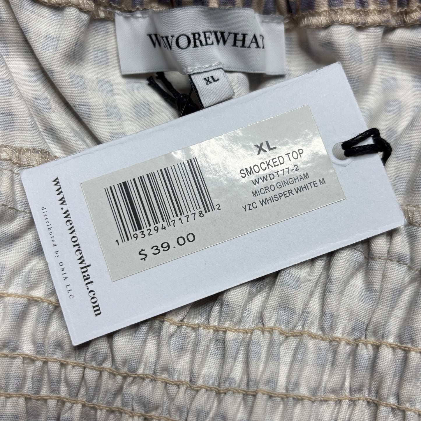 WEWOREWHAT Smocked Gingham Top Size XL