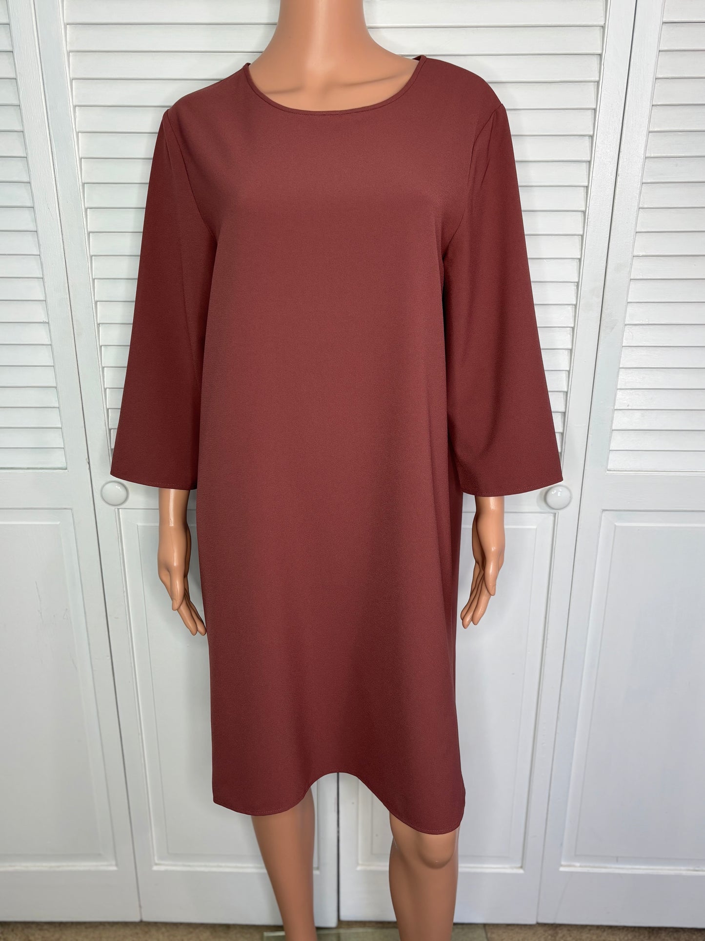 OAK + FORT Rust Minimalist Wide-Sleeve Shift Dress Size Large