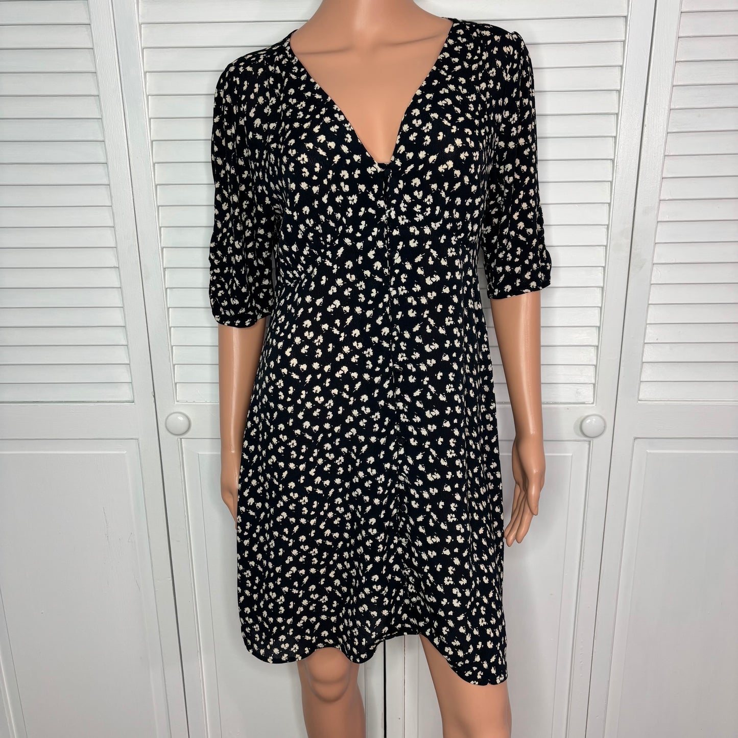 ALLSAINTS Kota Scatter Floral V-Neck Mini Dress Size Medium