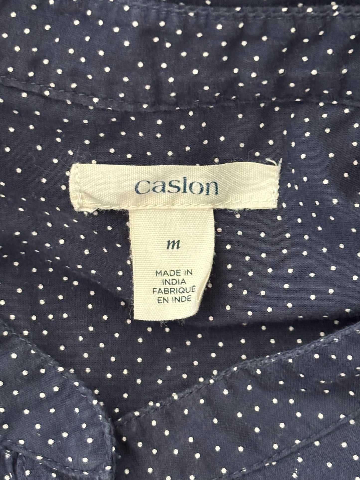 CASLON Navy Polka Dot Popover Blouse Size Medium